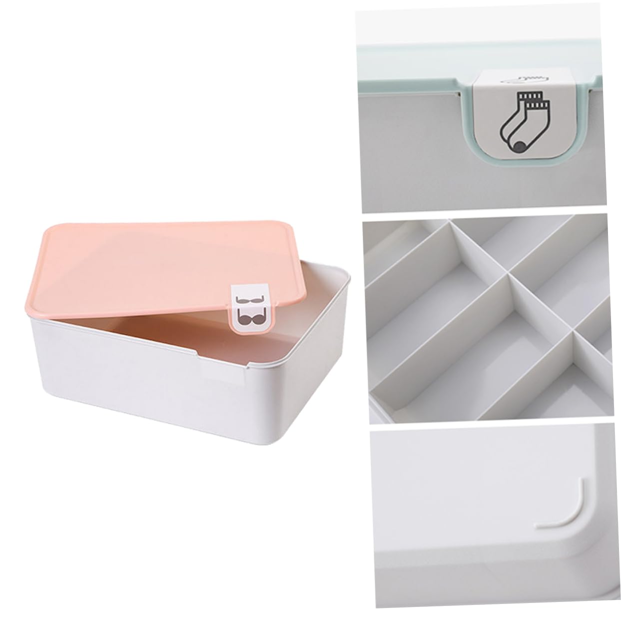 Scatola Porta Intimo con Coperchio Segnalato in Pp Rosa per Cassetto