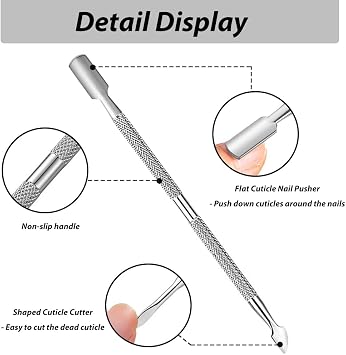 Cuticle Remover Tool Set with Cuticle Cutter and Cuticle Pusher, Stainless Steel Professional Cuticle Nipper and Pusher Nail Care Tools for Salon and Level Mani-Pedi at Home - (Silver)