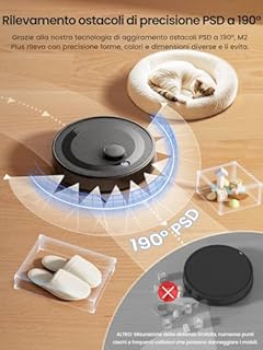Lefant M2 Plus Robot Aspirapolvere Lavapavimenti con Mappatura, 6000Pa, Stazione di Raccolta 2,5L, Navigazione Laser dToF +Ostacoli PSD, Pulizia Personalizzata, WiFi/App/Alexa