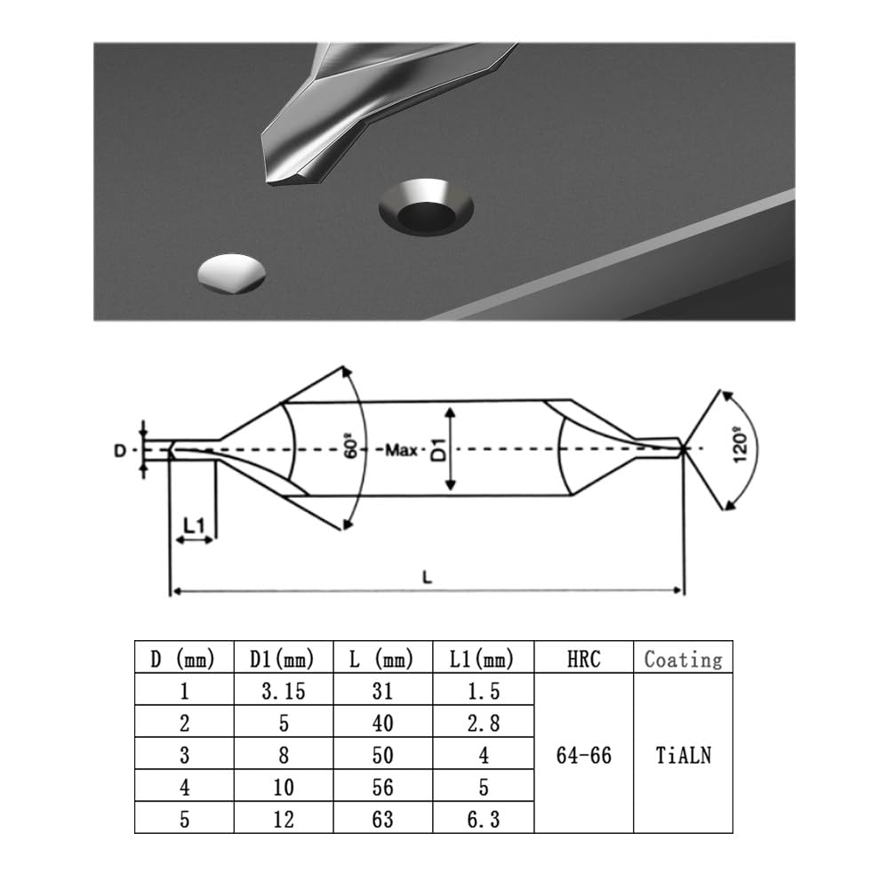 TiAlN CoatingCobalt HSS.Co - Juego de brocas de centrado para acero inoxidable, acero al carbono, acero de aleación, hierro fundido, cobre, otros metales duros, métrico 1-5 mm (5 piezas)