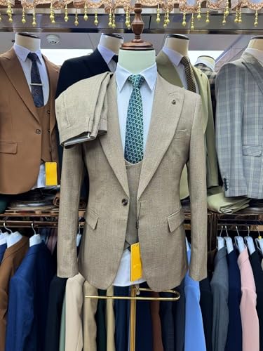 Men's Suits Slim Fit 3 Piece Set Formal Tuxedo Suit 1 Button Solid Jacket Blazer Pants for Wedding Prom Business2