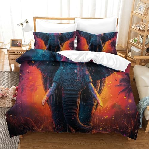 Literie microfibre super king haute densité avec imprimé 3D éléphants design chic moderne - 2