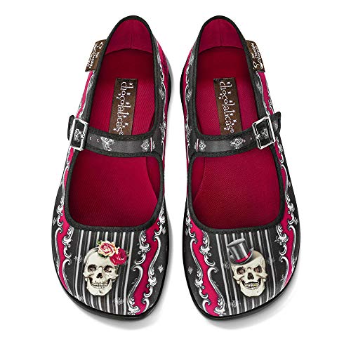 Image of Hot Chocolate Design Artistic Women's Everyday Flats | Mary Jane Silhouette, Adjustable Buckle Strap, Cushioned Footbed, Vegan Textile, Flexible Non-Marking Sole