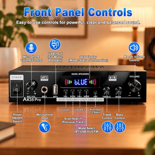 AK35 Pro Bluetooth Stereo Amplifier Review 300W Home Audio 2.0 Channel - Image 4