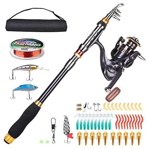 LineRike Fishing Rod and Reel Combo, Carbon Fiber Telescopic Fishing Pole with Spinning Reel, Fishing Line, Fishing Lures, Carrier Bag Travel Fishing Rods Kit Freshwater Saltwater Fishing Poles
