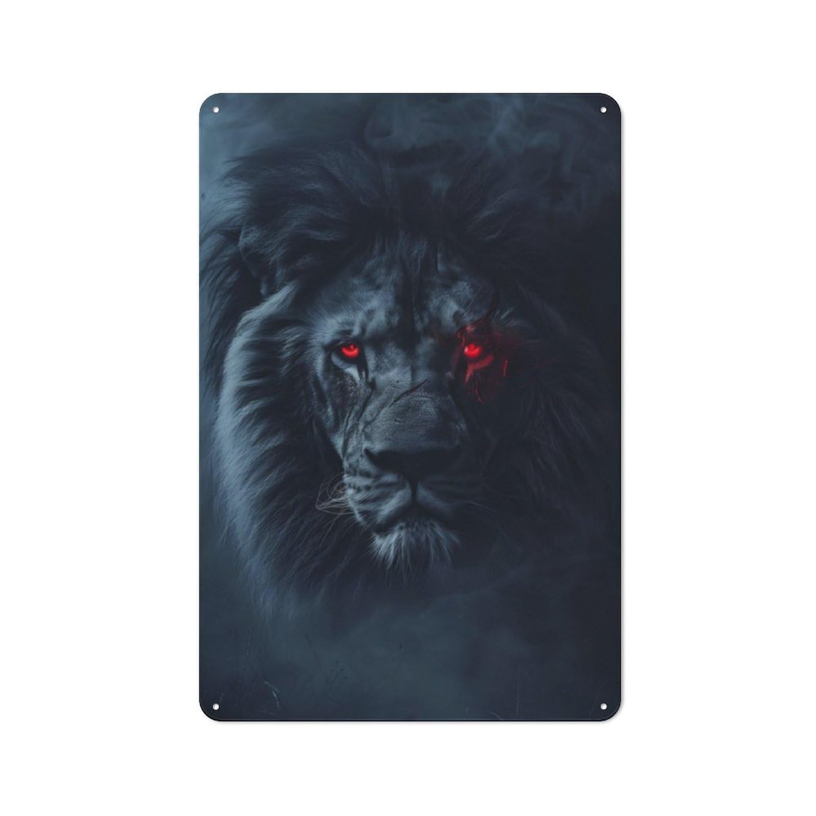 Junmoney Lion Dark Black Evil Glow Vintage Metal Plaque 30X20cm For Dining Room Or Kitchen, For Home Decor Collectors Refreshing A Room In Autumn