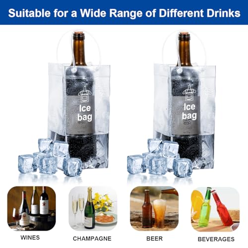 Miniatura 4 de Bolsas Para Hielo, 2 Piezas Ice Bag, Bolsa De Hielo Para Vino, Bolsa Vino Hielo De Fugas De Pvc, Bolsa De Vino De Hielo Transparente Plegable, Para Cerveza Vino Blanco Bebidas Heladas Pubs Y Hogar