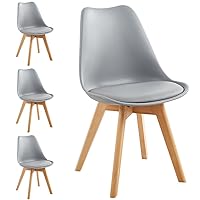 Shally Dogan Set 4 Sedie per Sala da Pranzo con Piedi in Legno e Seduta con Morbida Imbottitura