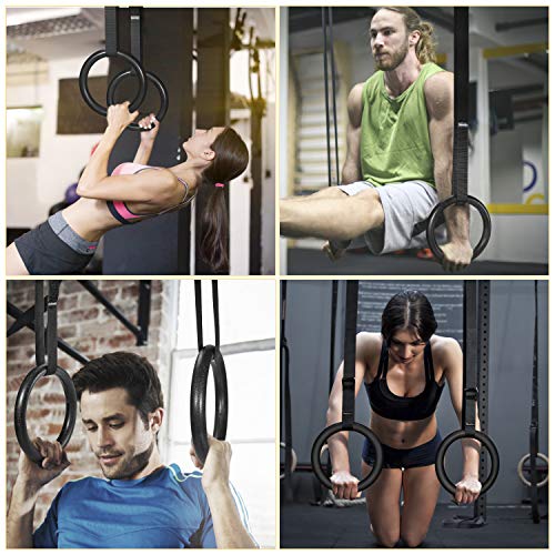 Newtion Professional Gym Rings with 15ft Adjustable Buckle Straps,Exercise Rings for Cross-Training Workout,Gymnastics,Fitness,Bodybuilding, Pull-Ups - Thumbnail 6
