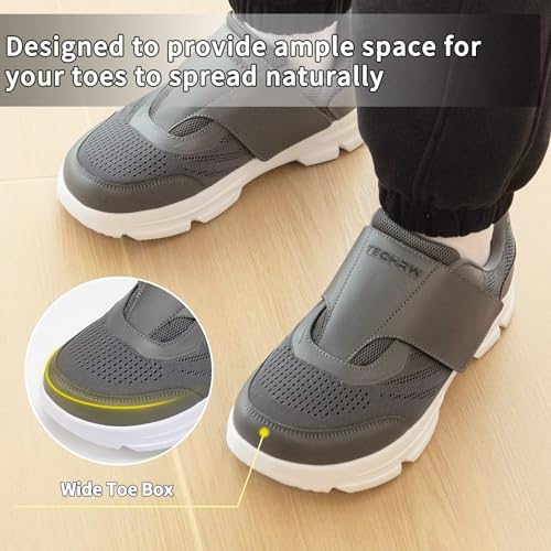 Image of Diabetic Shoes for Men Extra Wide Walking Shoes Swollen Feet Shoes for Neuropathy Adjustable Closure with Arch Support