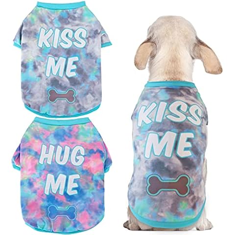 2 Pack Dog Shirts Tie Dye Dog Clothes for Small Medium Girl Boy Cute Soft Cat Clothing Breathable Puppy Apparel Pet Tee, Medium Cover