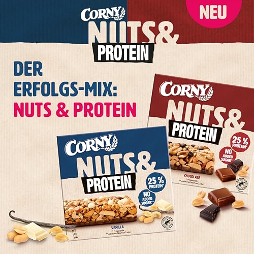 Corny Nussvoll Protein Chocolate | Nussriegel & Proteinriegel ohne Zuckerzusatz | Mit 38% Nüssen & 25% Eiweiß | 3 x 35 g