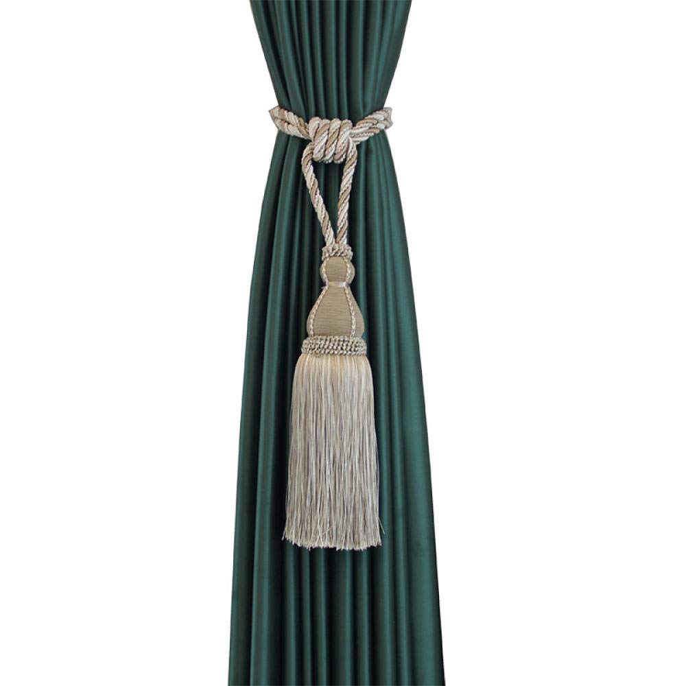 Fermatende con Nappe, 2 Pezzi, in Poliestere, Fermatende con Nappe Fatte A Mano, per Decorare Tende in Corda, Accessorio per Soggiorno/Beige