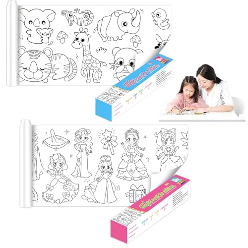 DAWRIS 2 Stück Schneidbare Malrolle für Kinder 30 * 300CM Selbstklebend...