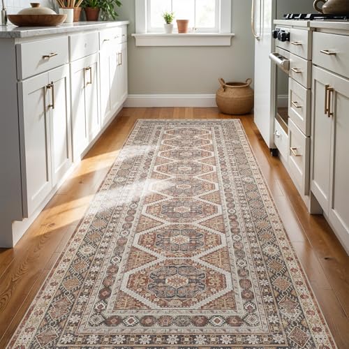 3x8 Runner Rug Kitchen Washable: Non-Slip Carpet Runner for Floor Brick