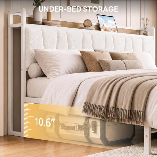 Image of LIKIMIO California King Size Bed Frame with 2 Drawers and Charging Station