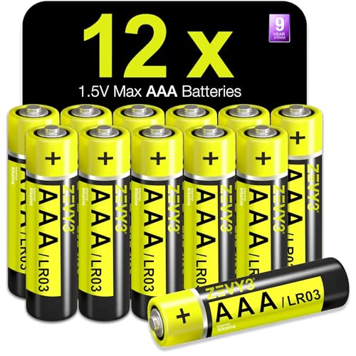 Zevy3 AAA Batteries 12 Pack Long Lasting Alkaline Batteries Leak-Proof High Power Ideal for Remote Controls Toys Clocks & Household Devices