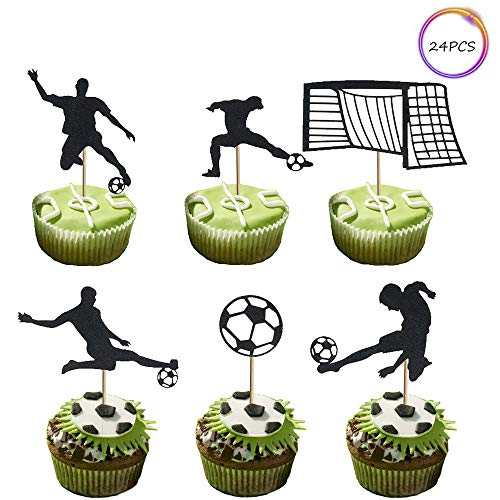 Set of 24 Soccer Goal Cupcake Toppers Football Cupcake Topper for Theme Party