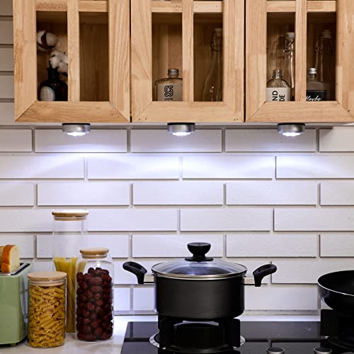 Hoolerry 40 Pieces Led Push Lights Wireless Battery Operated Tap Lights Battery Powered Lamp Stick On Lights Touch Light Led Night Puck Lights For Closet, Batteries Not Included (Silver-Cool White) #TOP2