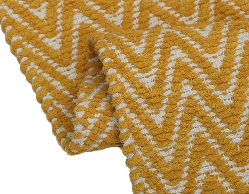 Image of THE HOME TALK Set of 2 Cotton Chenille Bath Rug | Area Rug for Spa, Vanity Shower, Kitchen & Living Room | Water Absorbent Linens | Soft Carpets | Bathroom Accessories (40x60 + 40x120 cm, Yellow)