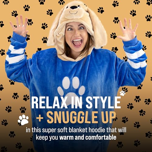 Image of Wearable Blanket Hoodie, Dougie Dog, 2-in-1 Oversized Hoodie Blanket Pillow, Long Sleeve Sweatshirt Pocket, Cozy Gift for Men and Women