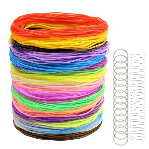 200 pièces Kits de Scoubidou Fil,Cordes pour Travaux Manuels,Scoubidou Fil Paillettes Crochet,pour Création de Bijoux 20 Couleurs avec 15 Clips et 15 Anneaux...