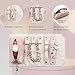 Vlando Small Jewelry Roll Organizer - Leather Travel Jewelry Case for Necklaces Rings, Earrings, Tangle-Free, Pink