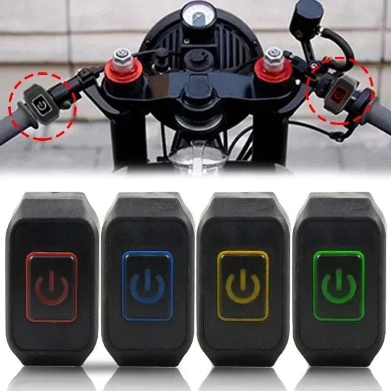 Interruptor de moto con luz LED roja y botones de control para manillar universal 3