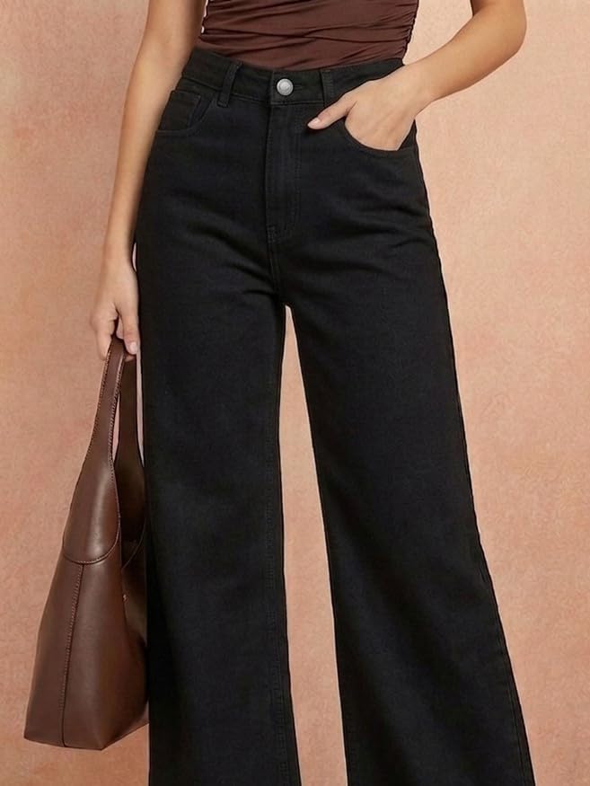 Image of Women's High Waist Denim Jeans | Straight, Relaxed, Wide Leg & Baggy Fit | High Rise Loose Oversized Denim Pants for Women | Comfortable Casual Everyday Wear | Oversized Woman baggys