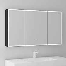 Mai & Mai Bathroom Mirror Cabinet with LED Lighting Wall Cabinet W x D x H 120 x 15 x 70 cm Anthracite Matt Mirror Cabinet 04