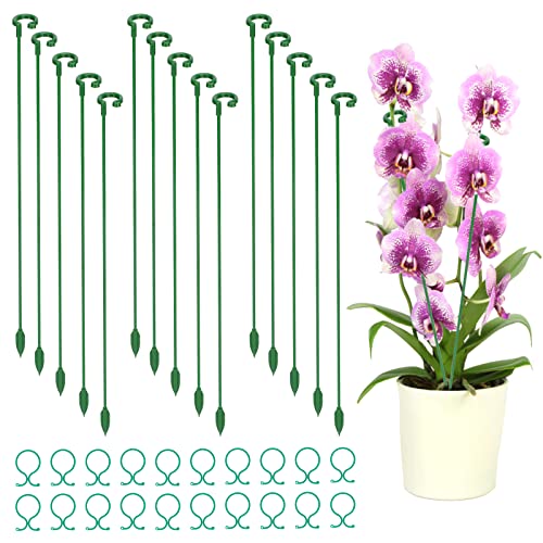 15 Pack Plant Support Stakes With 20 Plant Clips, Single Stem Support Stake Plant Cage Support Ring For Garden Flowers Rose Tomatoes Peony Lily Rose Herbs Vegetable (14.8 Inch) #TOP27