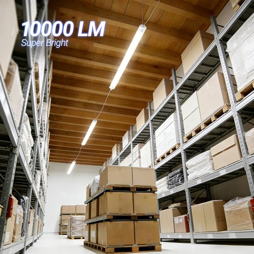 Image of Barrina BS84 LED Shop Lights for Workshop 4FT, 84W, 10000LM, 5000K Linkable Light Fixture for Garage, Basement, Hanging or Flush Mount, 4 Packs, White