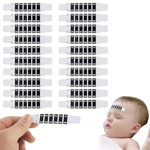 Forehead Thermometer Strips,20 Pcs Quick Read Forehead Head Strip Thermometers,Reusable Indicator Thermometer Strip for Infants Babies Toddlers Kids Elderly Fever Body Test ﻿