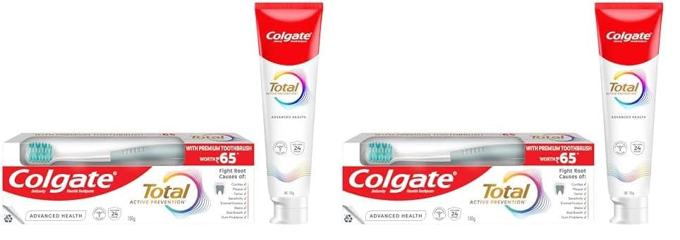 Colgate Total 150 Grams Advanced Health Antibacterial Toothpaste With 12-Hour Anti-Germ Protection, Whole Mouth Health, World'S No.1* Germ-Fighting (Combo Pack Offer, With A Premium Soft Toothbrush)-picture-10