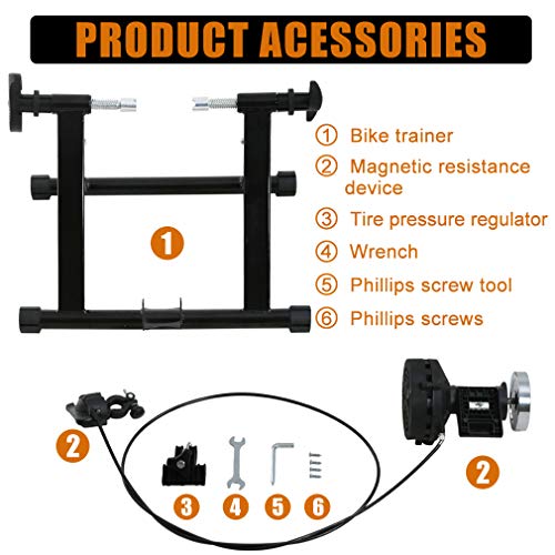 Bike Trainer Stand For Indoor Riding, Bicycle Exercise Training Stand With Magnetic Flywheel,Noise Reduction,5Resistance Settings Stationary Bike Resistance For Road #TOP5