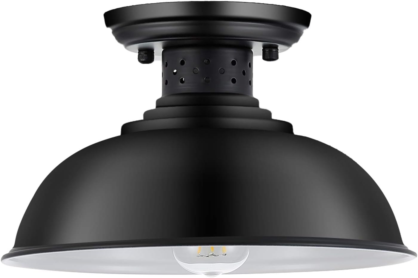 Franklin Iron Works Charleston Modern Farmhouse Ceiling Light Semi Flush Mount Fixture 13 1/2" Wide Warm Brass LED Clear Glass For Bedroom Kitchen - View #2