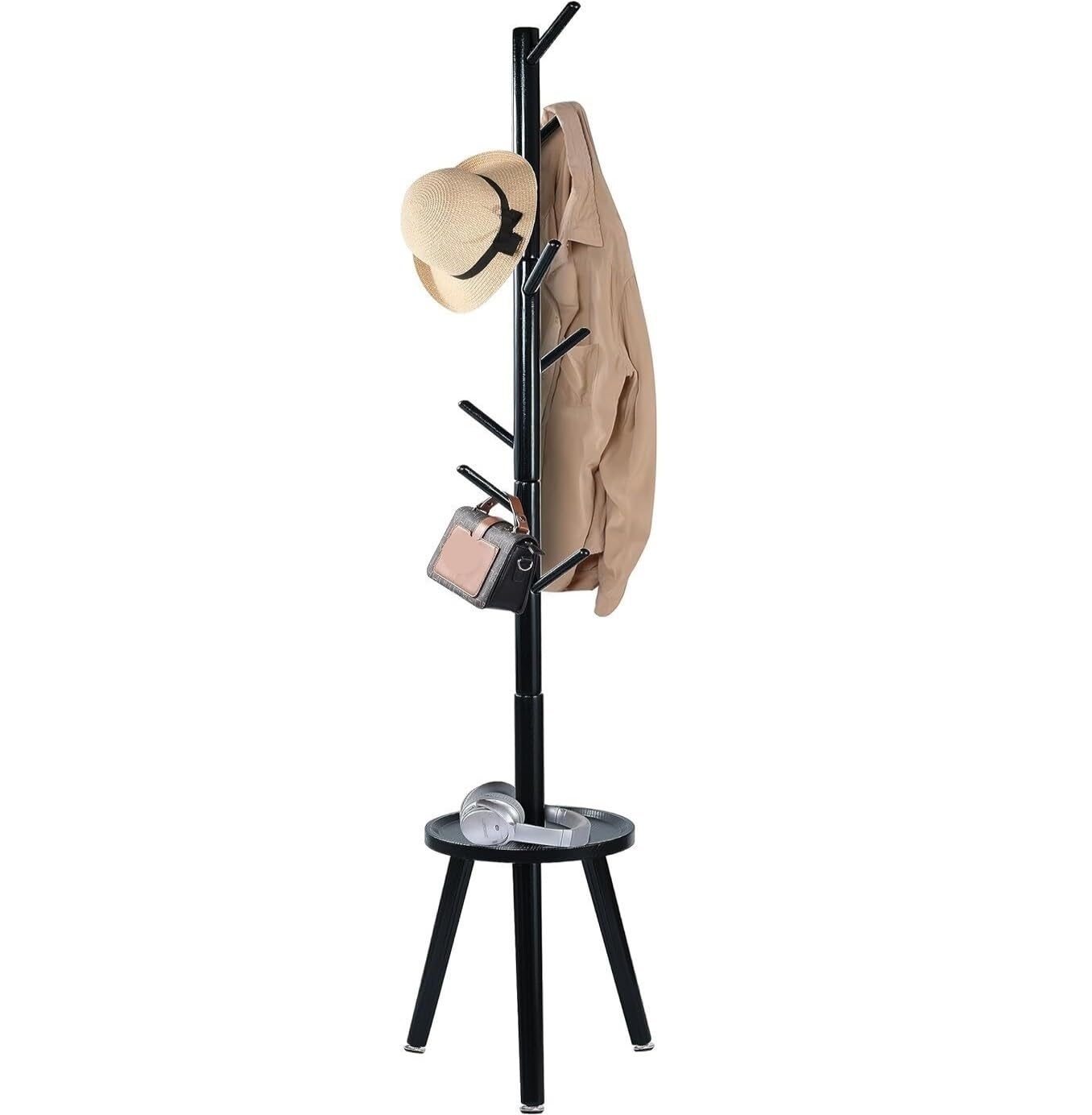 Bodengarderobe, Garderobenständer Moderne Garderobe Freistehende Garderobe aus Holz mit Ablage Garderobenbaum mit Haken Kleiderbügelständer für den Büroeingangsbereich Garderobenständer