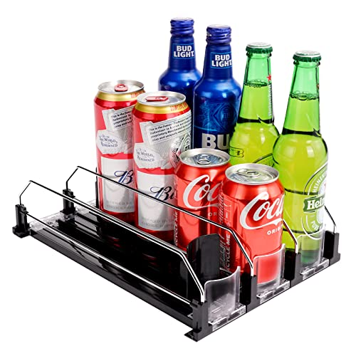 Automatic Soda Can Organizer for Refrigerator Can Dispenser for Beer Soda Seltzer Drink Pop Can Holder Self-Pushing Drink Organizer for Fridge Storage 12 cans of 11.15oz 12oz 16oz 16.9oz