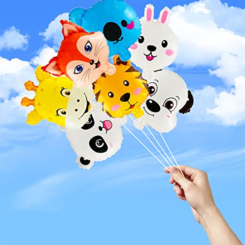 14Pcs Jungle Safari Animals Foil Balloons Zoo Animal Balloons Set Include Panda Koala Giraffe Rabbit Fox Puppy Tiger Cute Animal Head Balloons For Boys Girls Birthday Party Decorations Supplies #TOP7