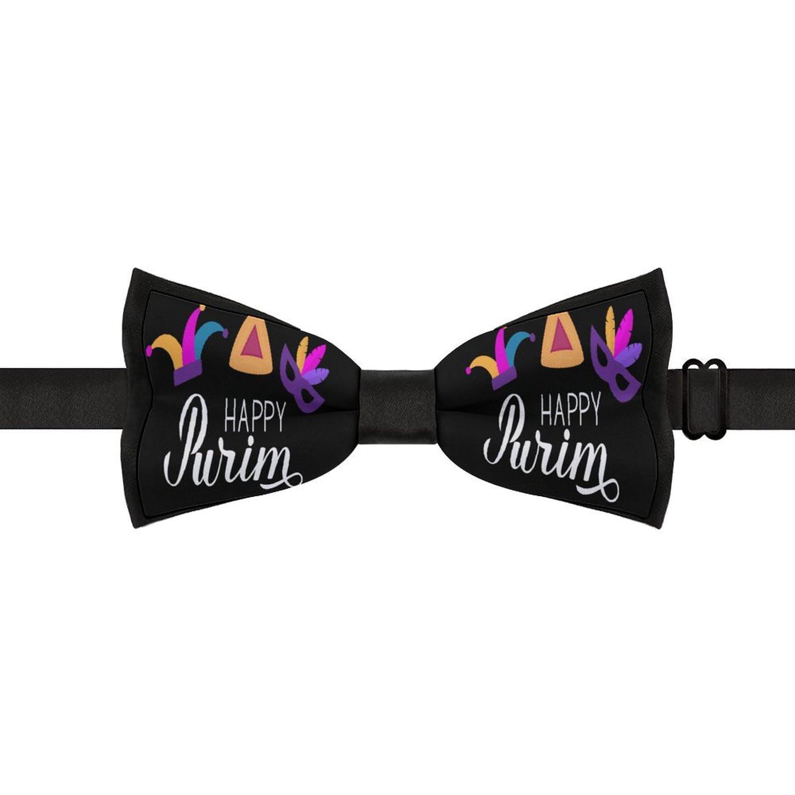 GoasNei Happy Purim Day Jewish Carnival Bow Tie for Men Adjustable Necktie Funny Tie Neck Ties for Weddings Party