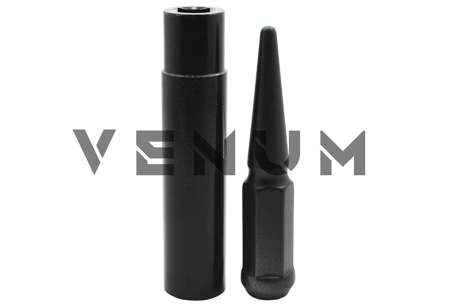 24 Pc Powder Coated Flat Black Spike Lug Nuts | M14x1.5 | 4.5 inch Tall | 1 Piece Construction | Compatible with Silverado + More