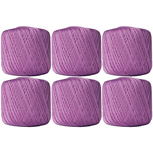 Image of ThreadArt 100% Cotton Crochet Thread Size 10, 6 Ball Pack, Lilac 20 | Soft pure cotton crochet thread for lace, doilies, amigurumi and crafts. Smooth finish with crisp stitch definition.