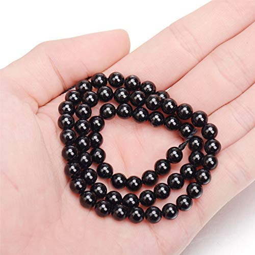 Image of Natural Black Tourmaline Gemstone Round Beads 15.5 inch 4mm 6mm 8mm 10mm 12mm A Grad (6mm)