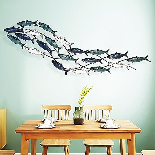 Décoration murale en métal poissons et sculptures nautiques de mer