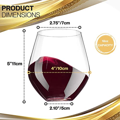 Image of PrimeWorld Round Bowl Glasses for Wine 400 ml, Set of 2 Pcs Stemless Wine Glasses Drinking Glasses, Red and White Wine Tumblers, European Made Cocktail Glasses, Stemless Wine Glass, Wine Goblets