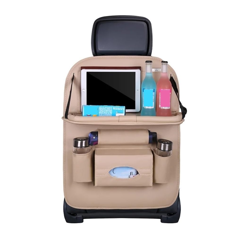 Bigbibi Organizer for Auto Multitasche Impermeabile con Vassoio Pieghevole(Beige with Pallet)