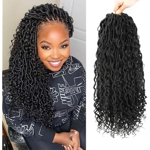 Goddess Locs Crochet Hair 16 Inch 8 Packs Boho Faux Locs Crochet Hair For Black Women Soft Crochet Locs Synthetic Hippie Locs Pre Looped Crochet Braids Curly Ends Cover