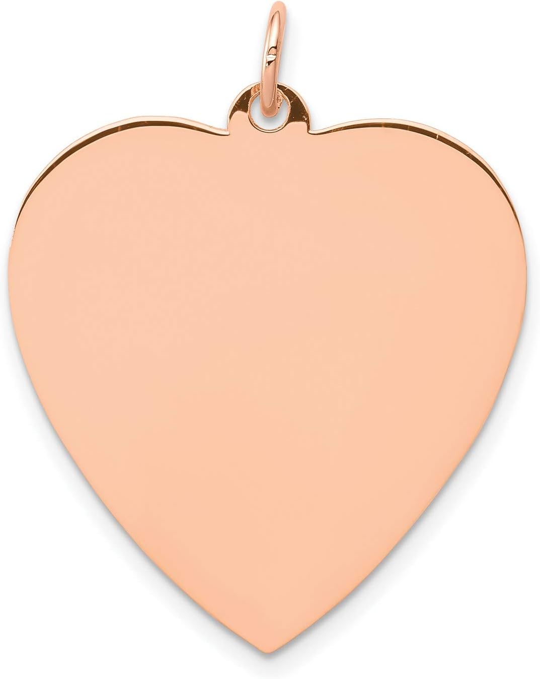 14k Rose Gold Heart Pendant Charm for Women - Smooth Polished Disc Pendant for Engraving, Minimalist Romantic Jewelry Symbolizing Love - Necklace or Bracelet Charm, Dainty Gold Heart Jewelry