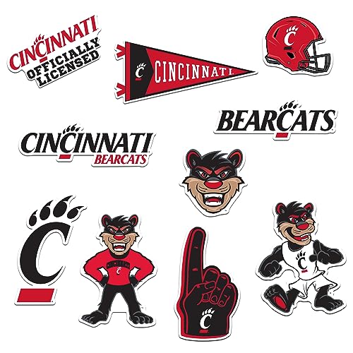 GRAPHICS & MORE University of Cincinnati 9ct Vinyl Large Deluxe Stickers Variety Pack - Laptop, Water Bottle, Scrapbooking, Tablet, Skateboard, Indoor/Outdoor - Set of 9