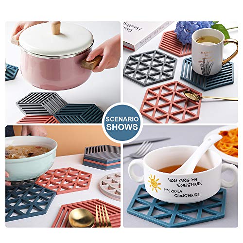 Silicone Trivets Mats For Dishes And Pots, Trivets Hot Pads For Table Countertops, Heat Resistant Trivets, Kitchen Pot Mat Table Decor Trivets Pads For Bowl Dish Cooking Dining Set, (3 Pcs, Grey) #TOP6